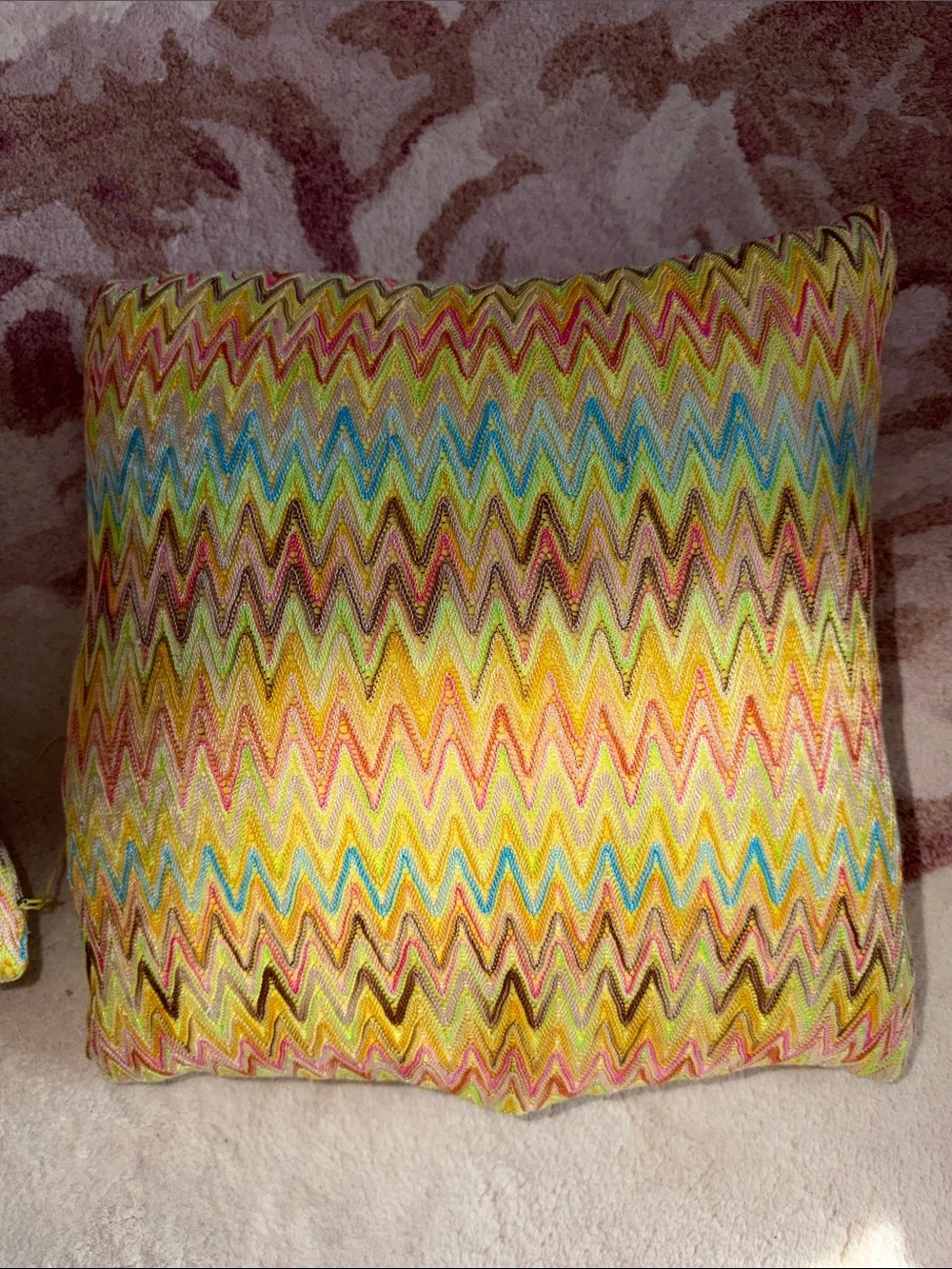 Vibrant Chevron Zigzag Accent 2 Pillows